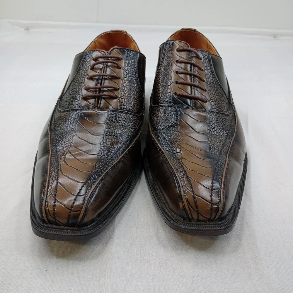 Antonio Cerrelli Men's 6424 Faux Leather Lace Up Dress Size 12 Shoes Brown Taupe